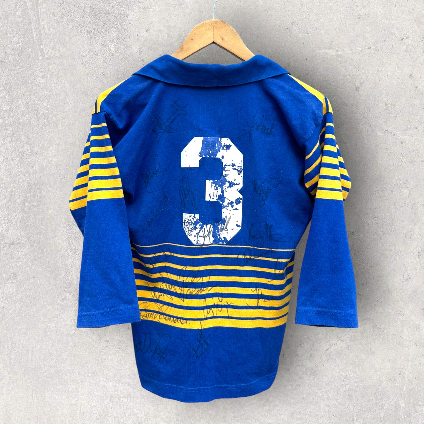 PARRAMATTA EELS VINTAGE COTTON LONG SLEEVE SIGNED KIDS JERSEY