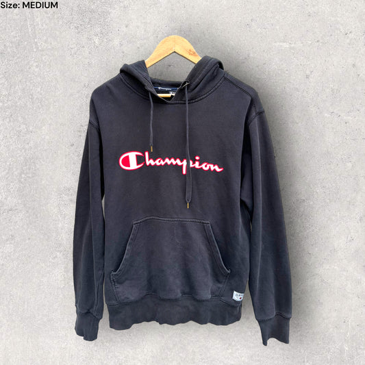 CHAMPION BLACK HOODED JUMPER