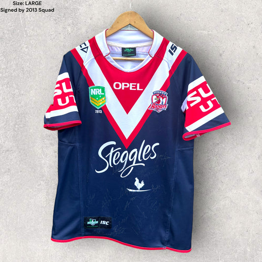 SYDNEY ROOSTERS 2013 HOME JERSEY SIGNED BY SQUAD