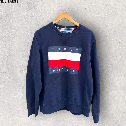 TOMMY HILFIGER BLUE CREW NECK JUMPER