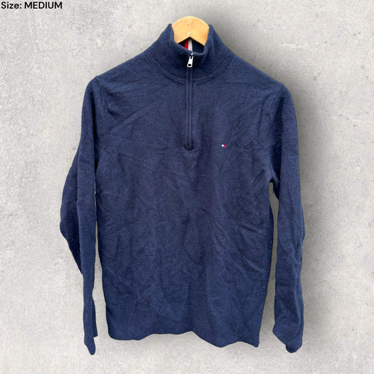 TOMMY HILFIGER NAVY BLUE HALF ZIP PULLOVER JUMPER