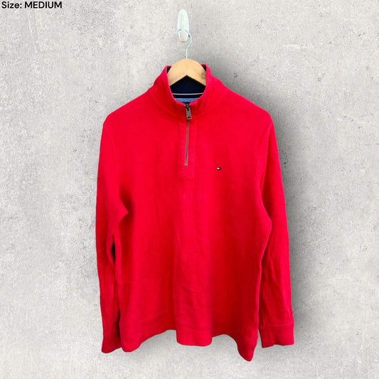 TOMMY HILFIGER RED QUARTERZIP JUMPER