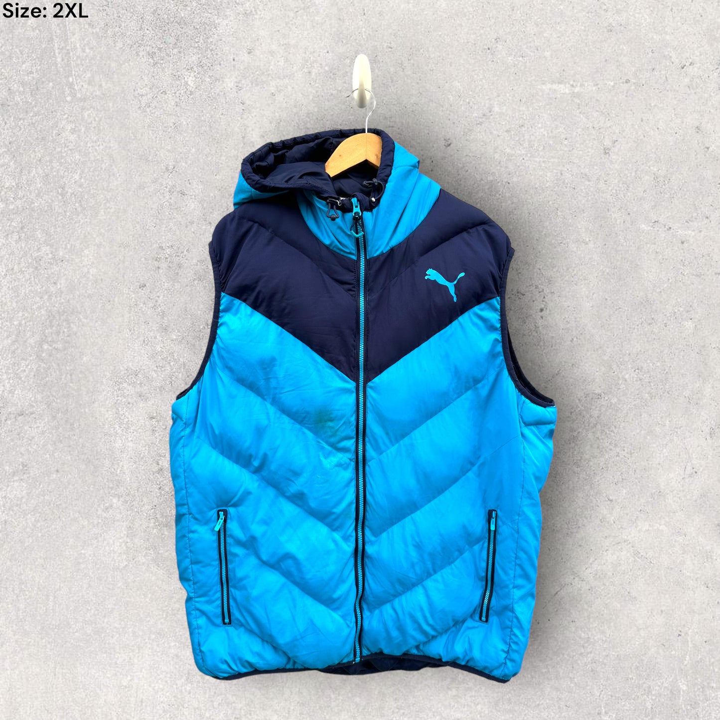 PUMA BLUE SLEEVELESS PUFFER JACKET